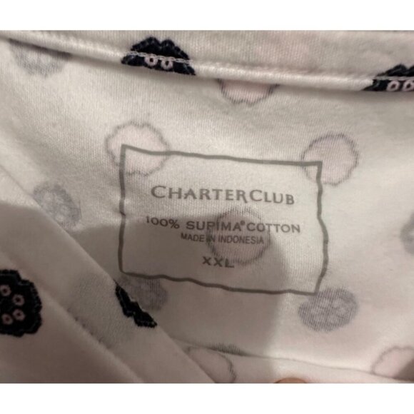 Charter Club Womens White & Pink Polka Dot 3/4 Sleeve Top Button Shoulder 100% S - Picture 4 of 7